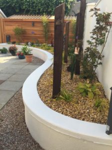 raised curved planted border