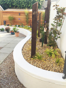 raised curved planted border